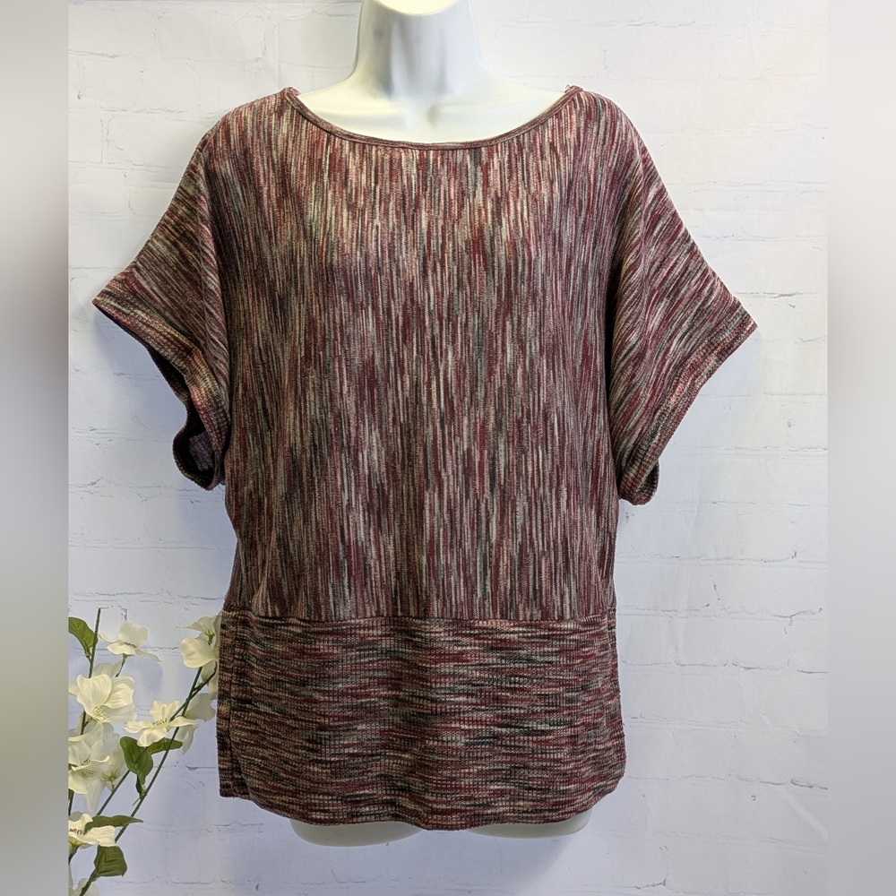Cato Relaxed Dolman Sleeve Top Brown and Orange